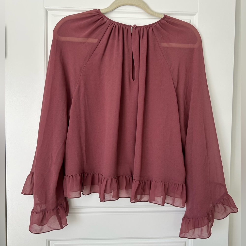 Aritzia Wilfred Mauve Ruffle Blouse Size S/P - Picture 4 of 4
